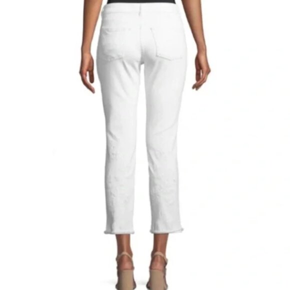 DL1961 Mara Intrasculpt Straight Ankle Jeans Tularose White Embroidered Size 27 - Picture 8 of 9